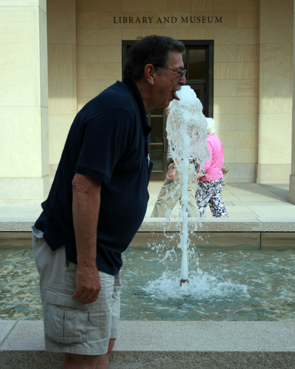 Chuck gets a drink of water